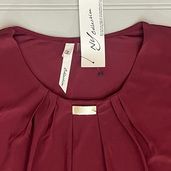 NY Collection Balloon Short Sleeve Top Stretchy Womens Petite Medium NWT - Picture 4 of 13